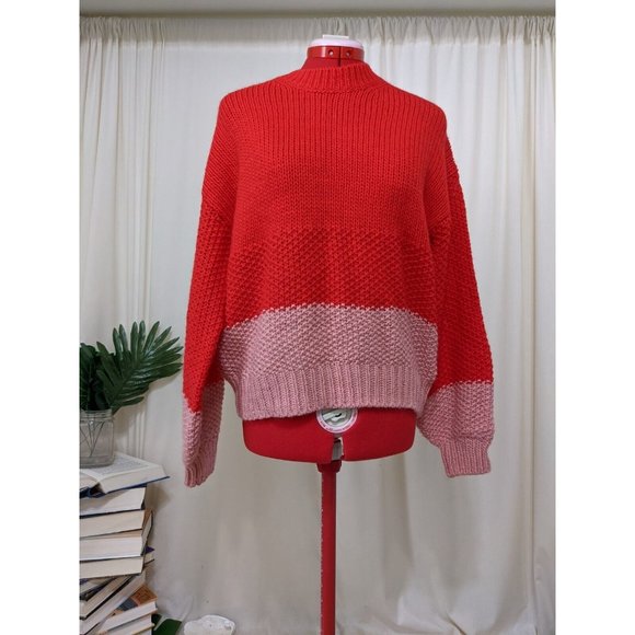 🍑GAP Women Sweater Knit Pullover Crew Neck Fall Winter Colorblock SMALL(4-6) - Picture 1 of 11